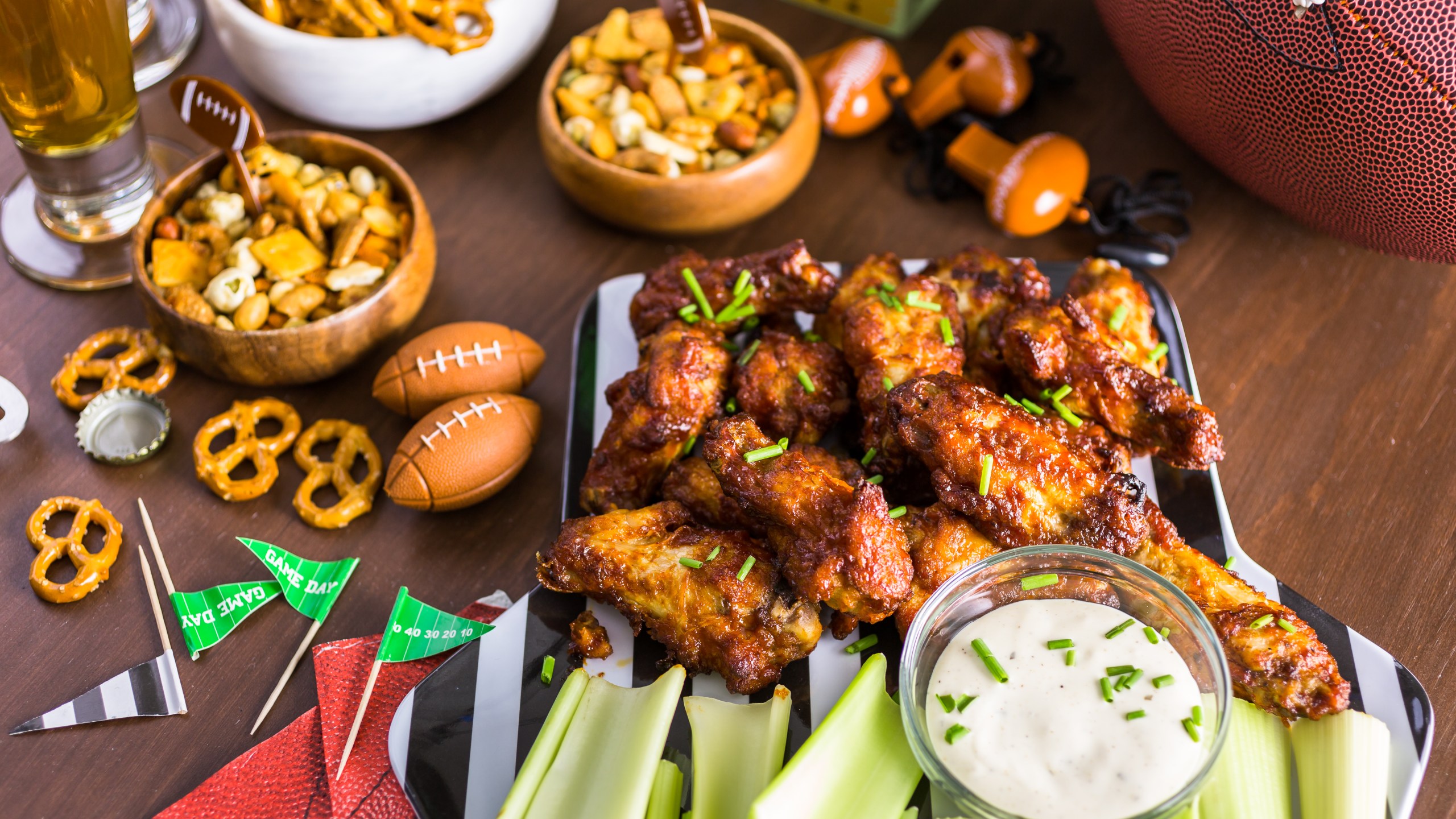 This file photo shows appetizers on a table for a football party. (Getty Images)