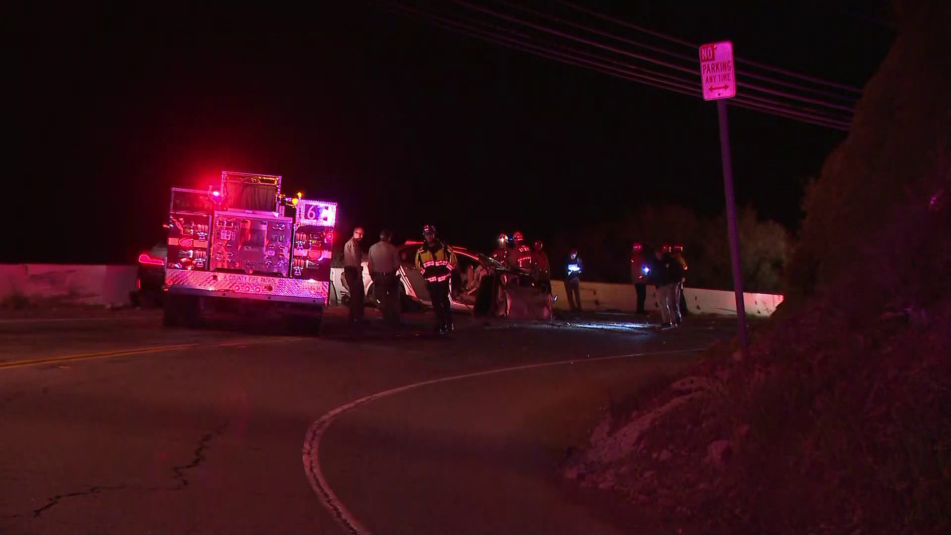 One person died and five people were injured in a crash north of Malibu on Feb. 26, 2022. (KTLA)