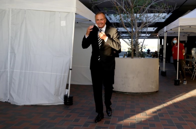 Rick Caruso after filing paperwork to run for mayor in February 2022. (Gary Coronado/Los Angeles Times)