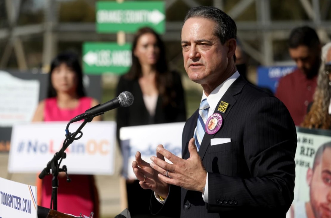 Orange County Dist. Atty. Todd Spitzer kicked off his reelection campaign on Jan. 26.(Gary Coronado / Los Angeles Times)