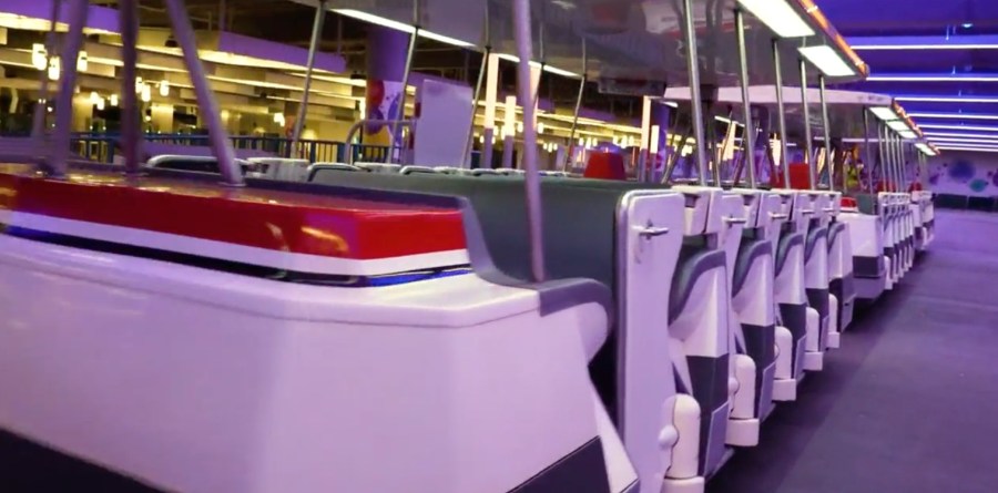 A Disneyland Resort tram is seen in a still image from a video provided by Disney.