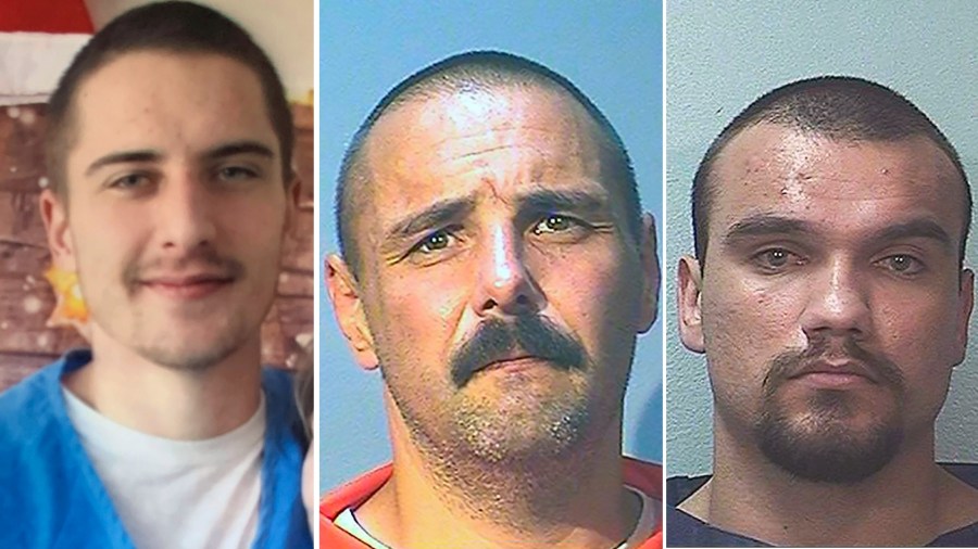 Left: This undated photo shows Michael Hastey. Middle: This Sept. 3, 2021, handout photo shows Michael Ellison.