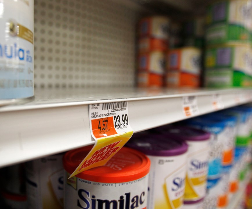 Empty shelf space is seen at a Price Chopper supermarket in Guilderland, N.Y., where recalled Similac powder products were displayed, on Thursday, Sept. 23, 2010. (Mike Groll/Associated Press)