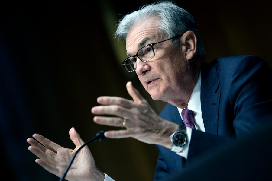 Federal Reserve Board Chairman Jerome Powell speaks during his re-nominations hearing before the Senate Banking, Housing and Urban Affairs Committee, Tuesday, Jan. 11, 2022, on Capitol Hill in Washington. The Federal Reserve will lift its benchmark short-term interest rate at its next meeting in two weeks, Powell says in prepared testimony he will deliver to a congressional committee Wednesday, March 2. (Brendan Smialowski/Pool via AP, File)