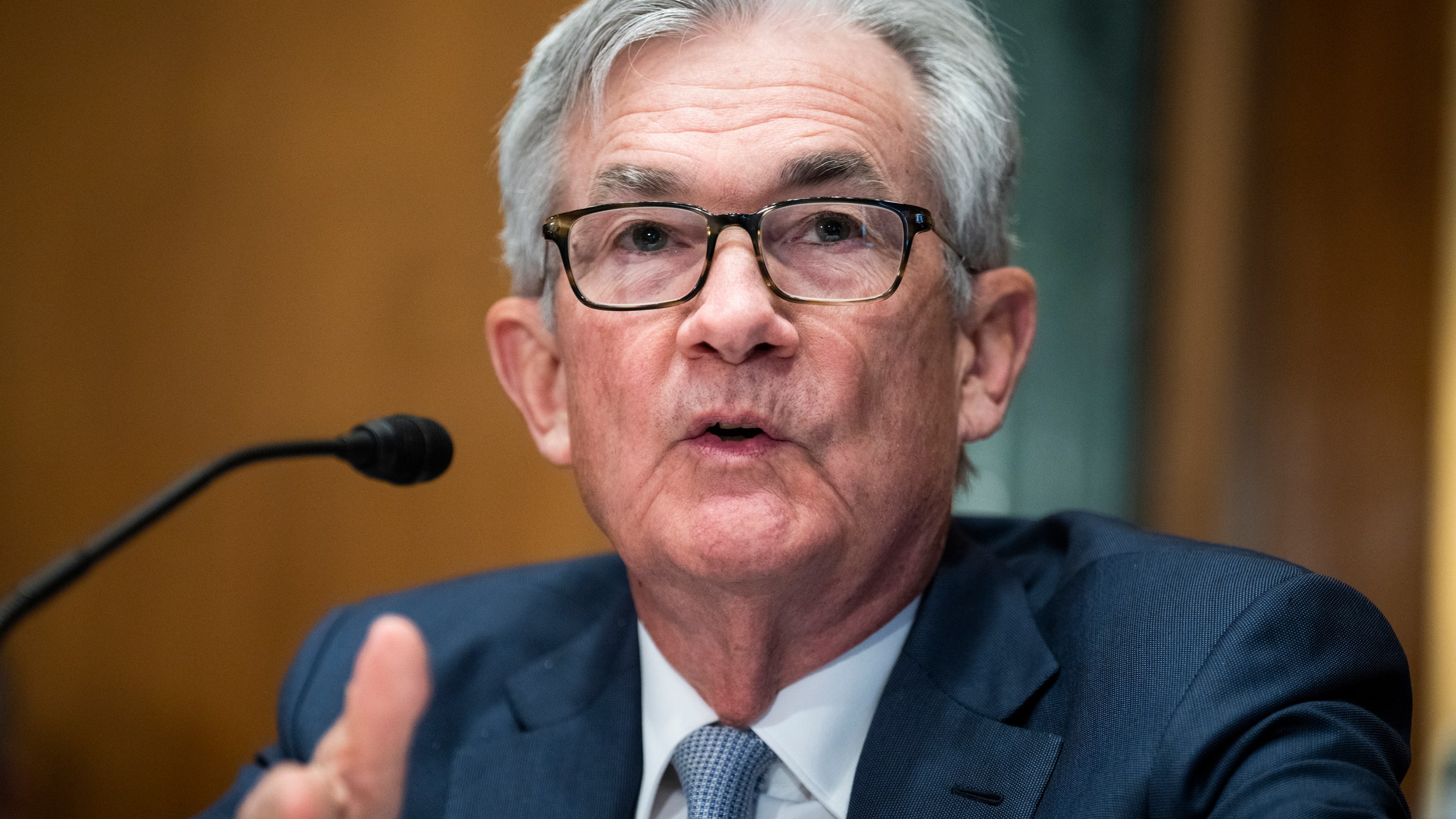 Federal Reserve Chairman Jerome Powell testifies before the Senate Banking Committee hearing on Capitol Hill on March 3, 2022. (Tom Williams, Pool via Associated Press)