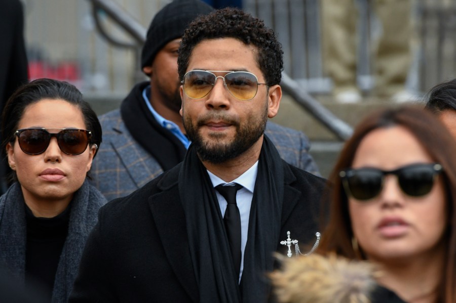 Former "Empire" actor Jussie Smollett leaves a Chicago courthouse on Feb. 24, 2020. (Matt Marton/Associated Press)