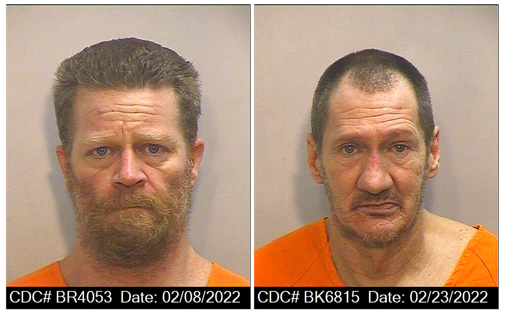 This combo of photos provided by the California Department of Correction and Rehabilitation shows inmates Eugene Stroud, left, and Scott Gunter. (CDCR via AP)