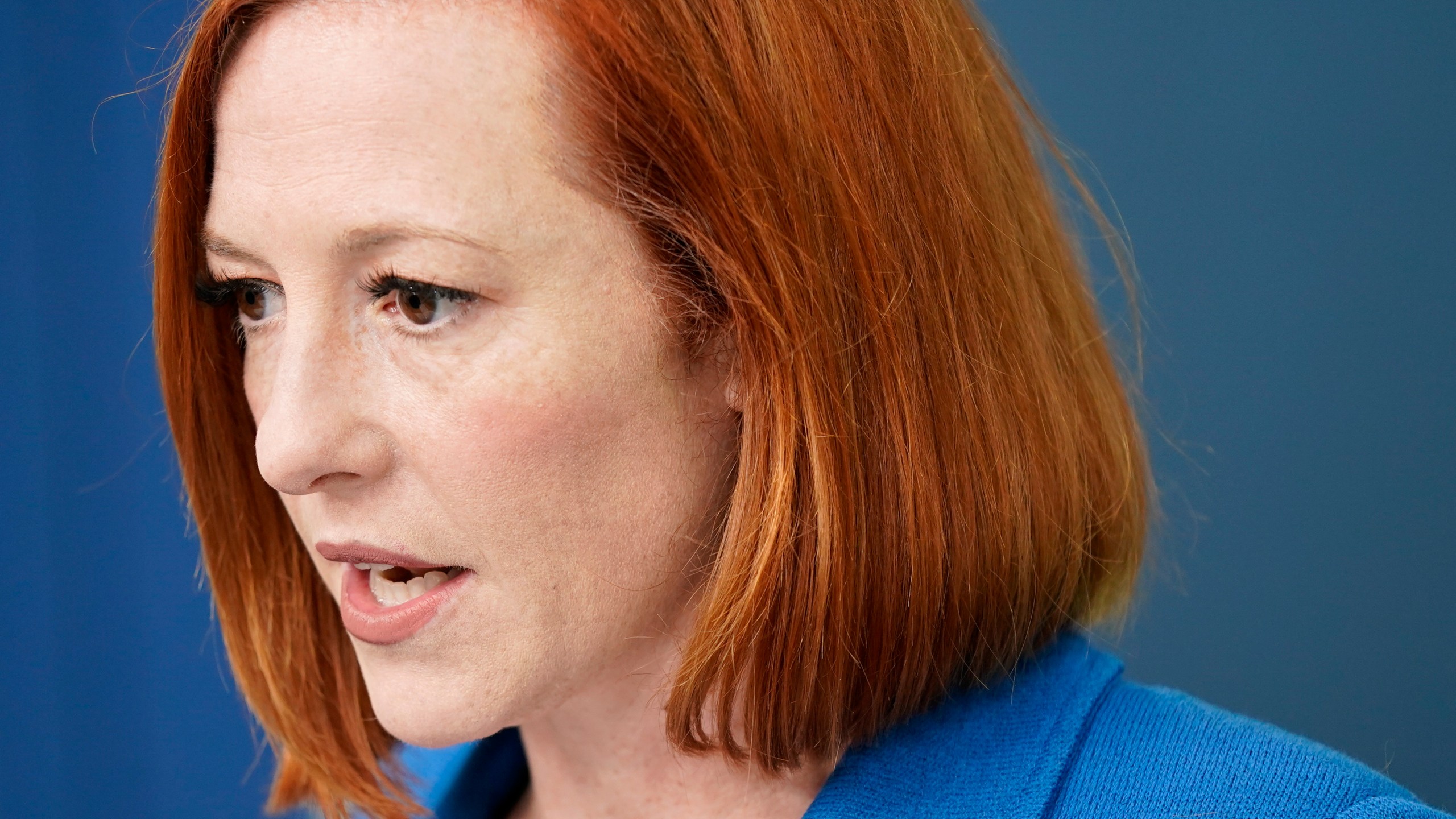 White House press secretary Jen Psaki speaks during a press briefing at the White House on March 18, 2022. (Patrick Semansky/Associated Press)