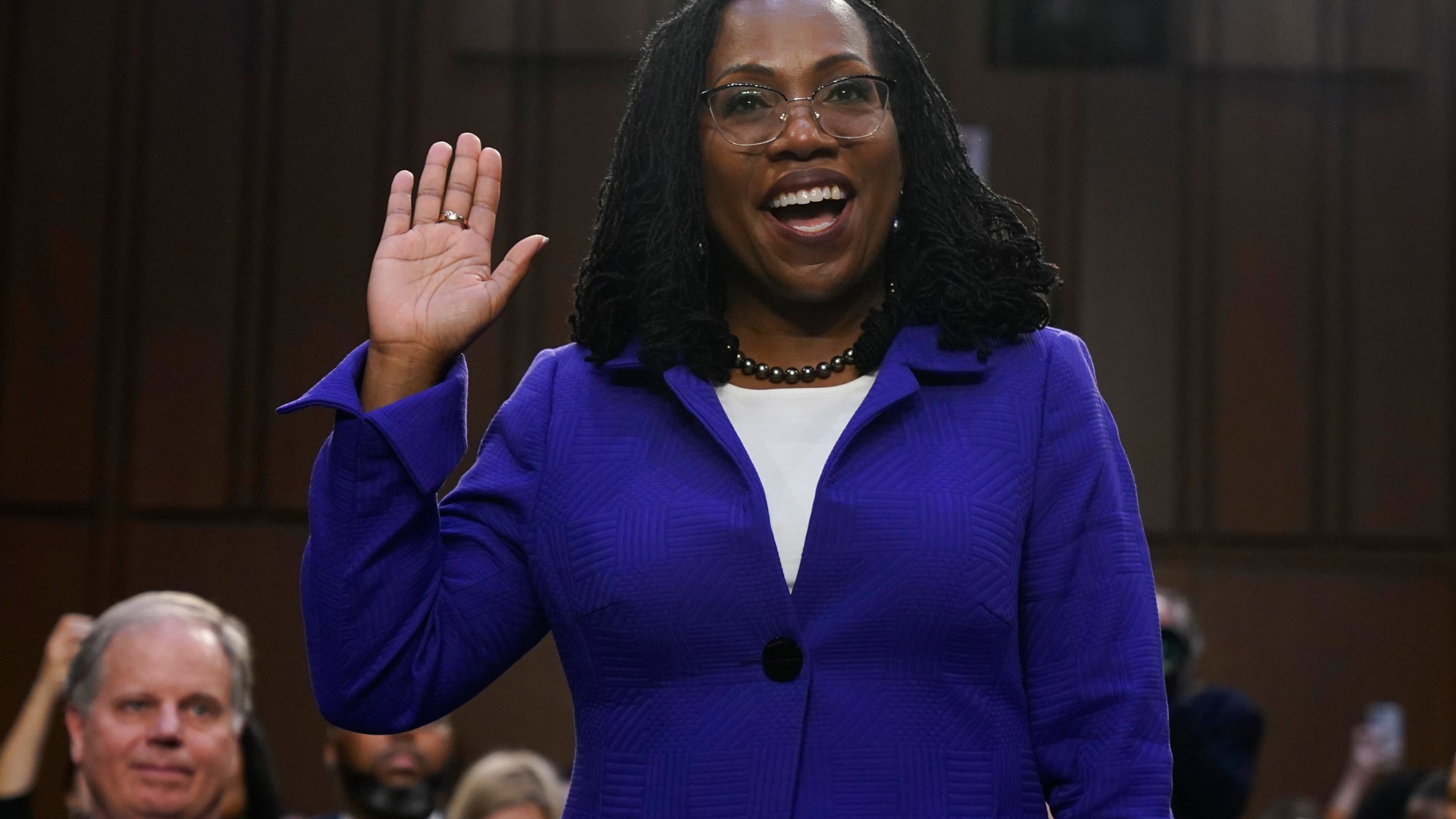 Supreme Court nominee Judge Ketanji Brown Jackson is sworn in for her confirmation hearing before the Senate Judiciary Committee Monday, March 21, 2022, on Capitol Hill in Washington. (AP Photo/Jacquelyn Martin)