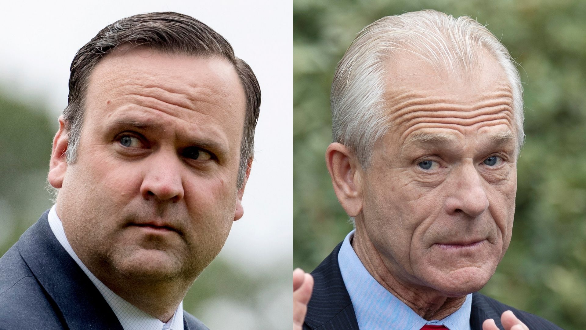 Dan Scavino, left, and Peter Navarro, right. (AP Photo/Andrew Harnik, File; AP Photo/Alex Brandon, File)