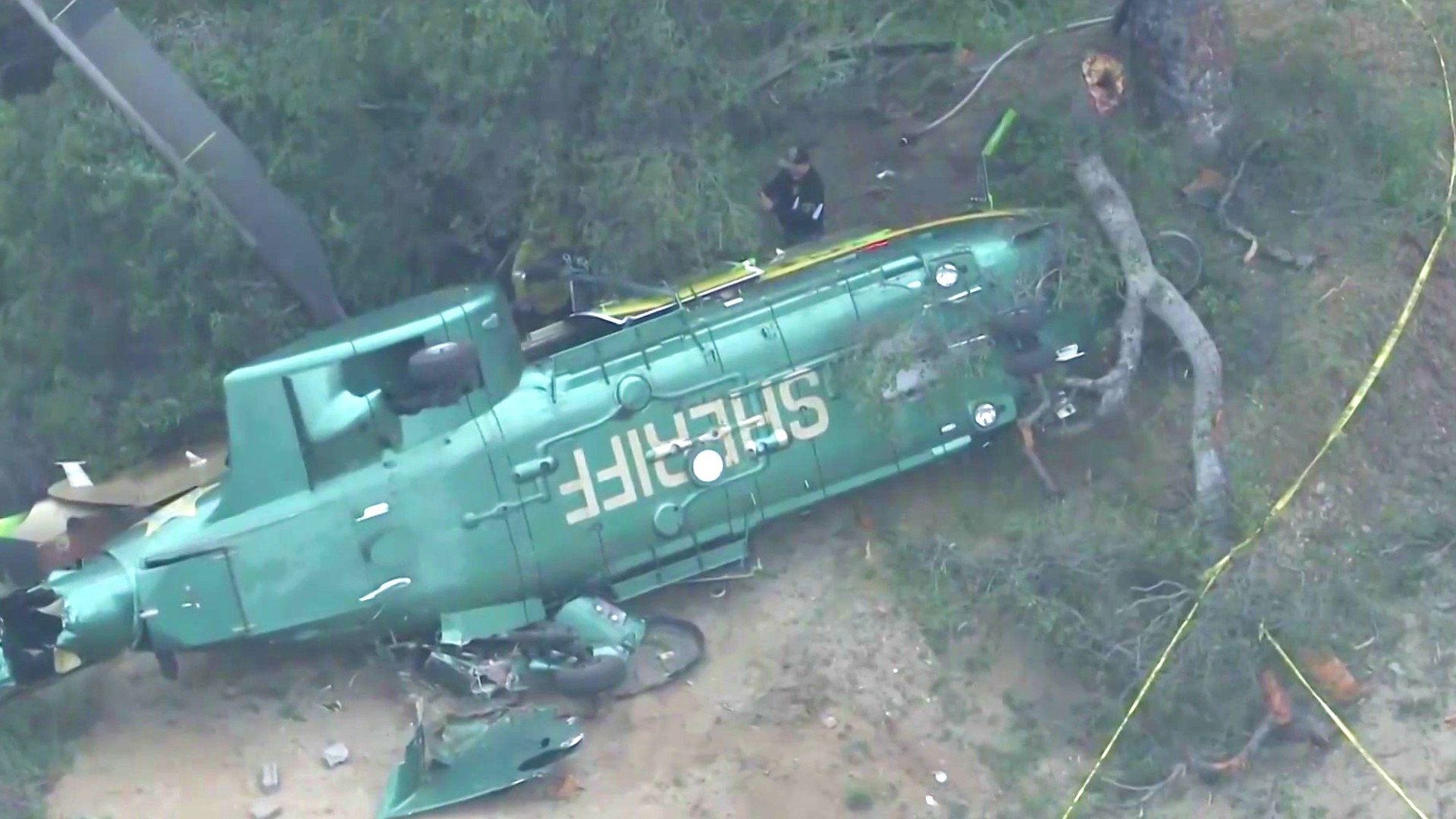 Five deputies were injured when a Los Angeles County Sheriff's Department helicopter crashed on March 19, 2022. (KTLA)