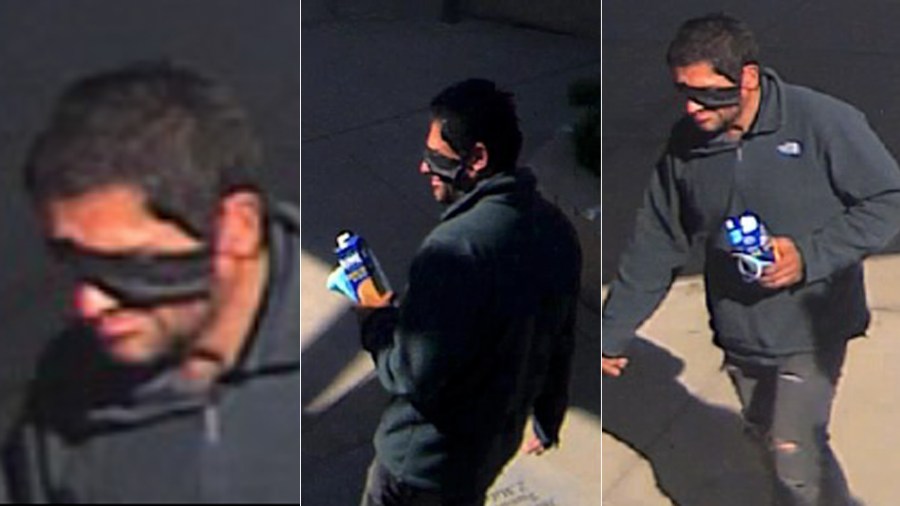 Photos released by the L.A. County Sheriff's Department show a man who allegedly assaulted a person getting off a bus in the Santa Clarita Valley area on March 21, 2022.