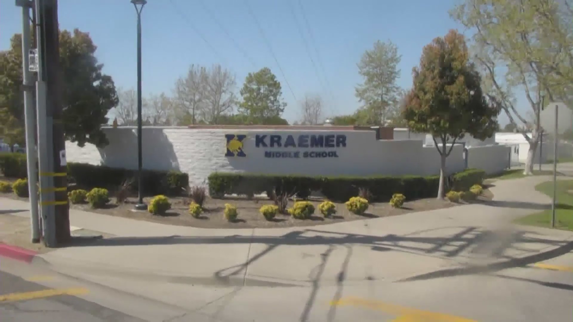 Kraemer Middle School in Placentia is seen on March 14, 2022. (KTLA)