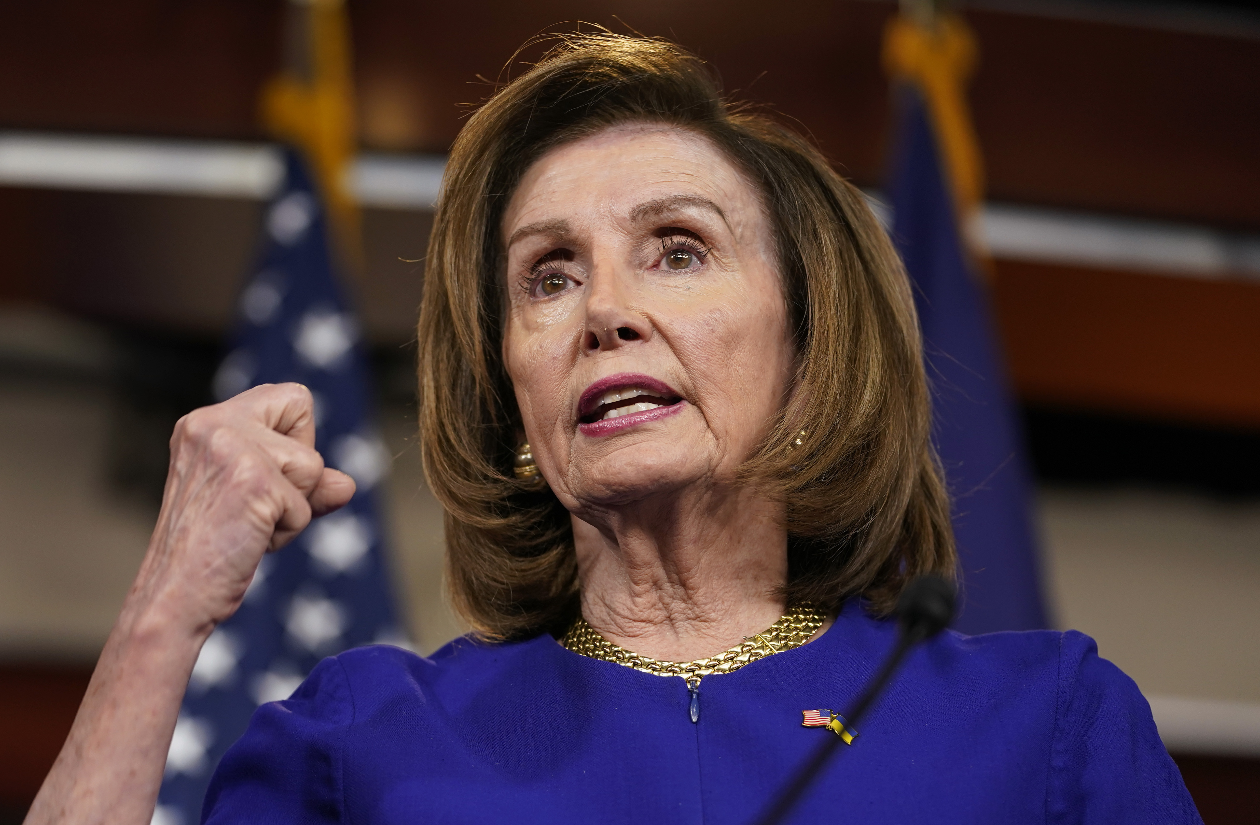 House Speaker Nancy Pelosi of Calif., speaks during her weekly news conference on Capitol Hill in Washington, March 31, 2022. Pelosi has tested positive for COVID-19, her spokesman says. (AP Photo/Mariam Zuhaib, File)