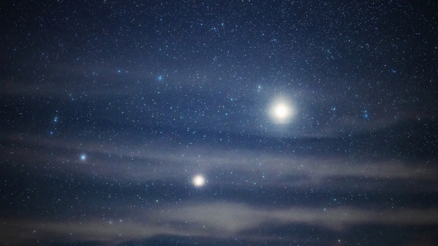 Jupiter and Saturn are seen in an undated photo. (Getty Images)