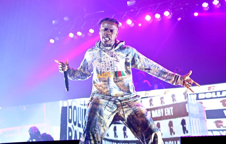 Rapper DaBaby performs onstage during "Rolling Loud Presents: DaBaby Live Show Killa" tour at Coca-Cola Roxy on Dec. 4, 2021 in Atlanta. (Paras Griffin/Getty Images)