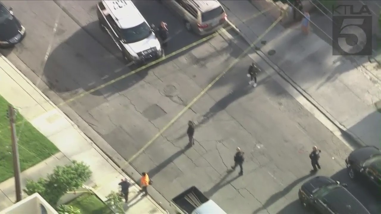 Two people were shot and wounded in Hawthorne Tuesday afternoon, officials said. (KTLA)