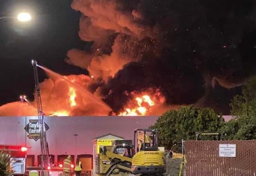 A fire at Taylor Farms in Salinas seen April 13, 2022. (Salinas Fire Department)