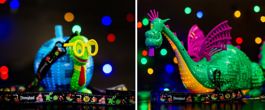 The Light-up Turtle Premium Sipper and the Light-up Elliot Dragon Premium Bucket. (David Nguyen/Disneyland Resort)