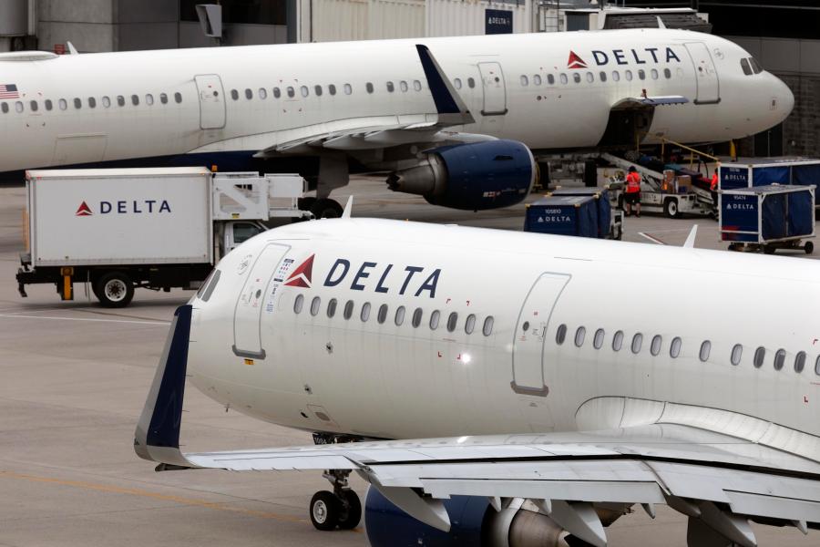 Delta Air Lines plane leaves the gate on July 12, 2021 at Logan International Airport in Boston. (Michael Dwyer/Associated Press)