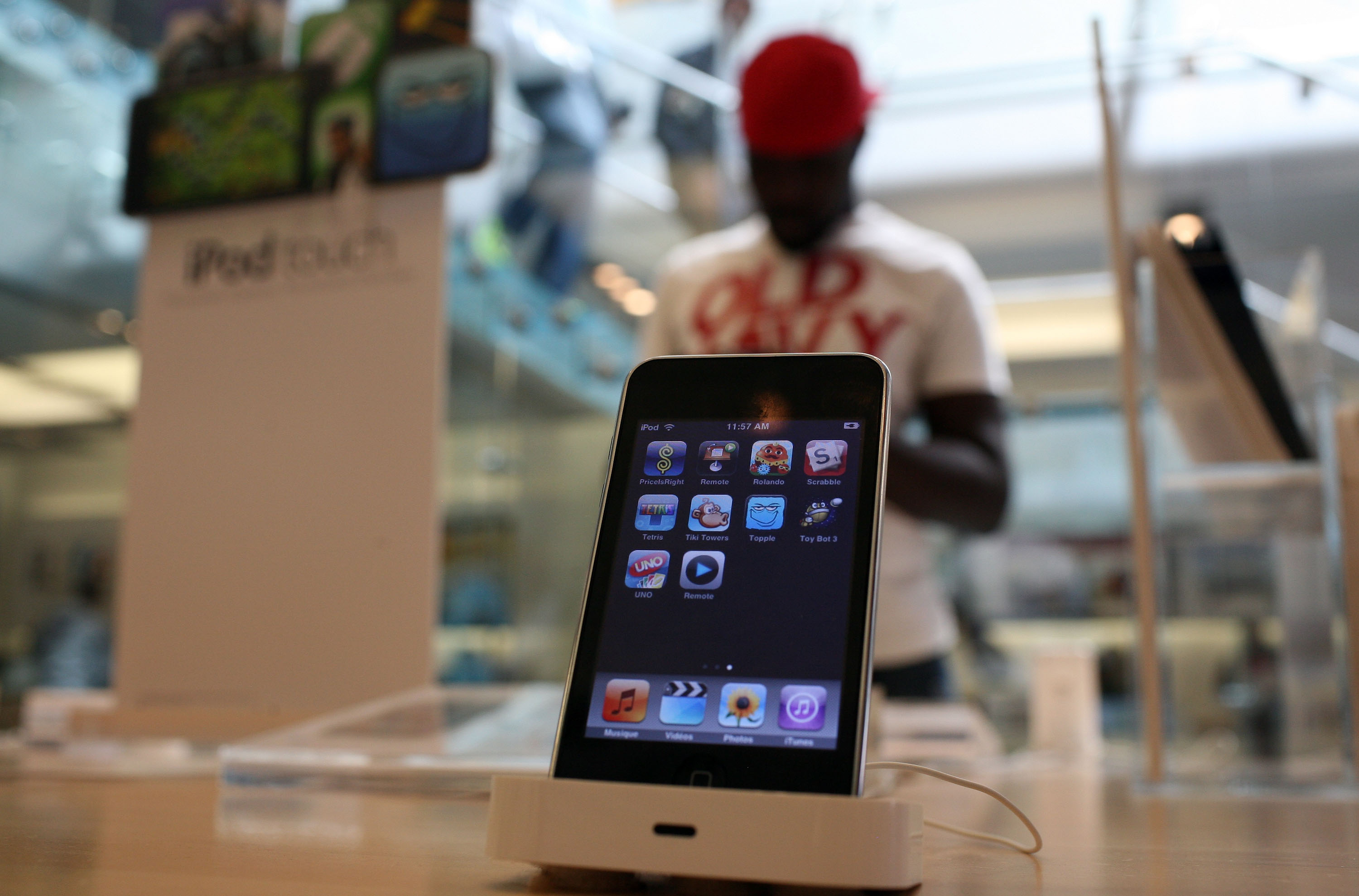 An iPod Touch is displayed at an Apple store April 22, 2009, in San Francisco, California. (Justin Sullivan/Getty Images)