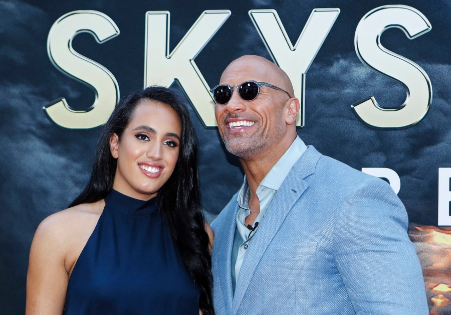 Dwayne Johnson and his daughter Simone Alexandra Johnson attend the premiere of "Skyscraper" on July 10, 2018 in New York City. (KENA BETANCUR/AFP via Getty Images)