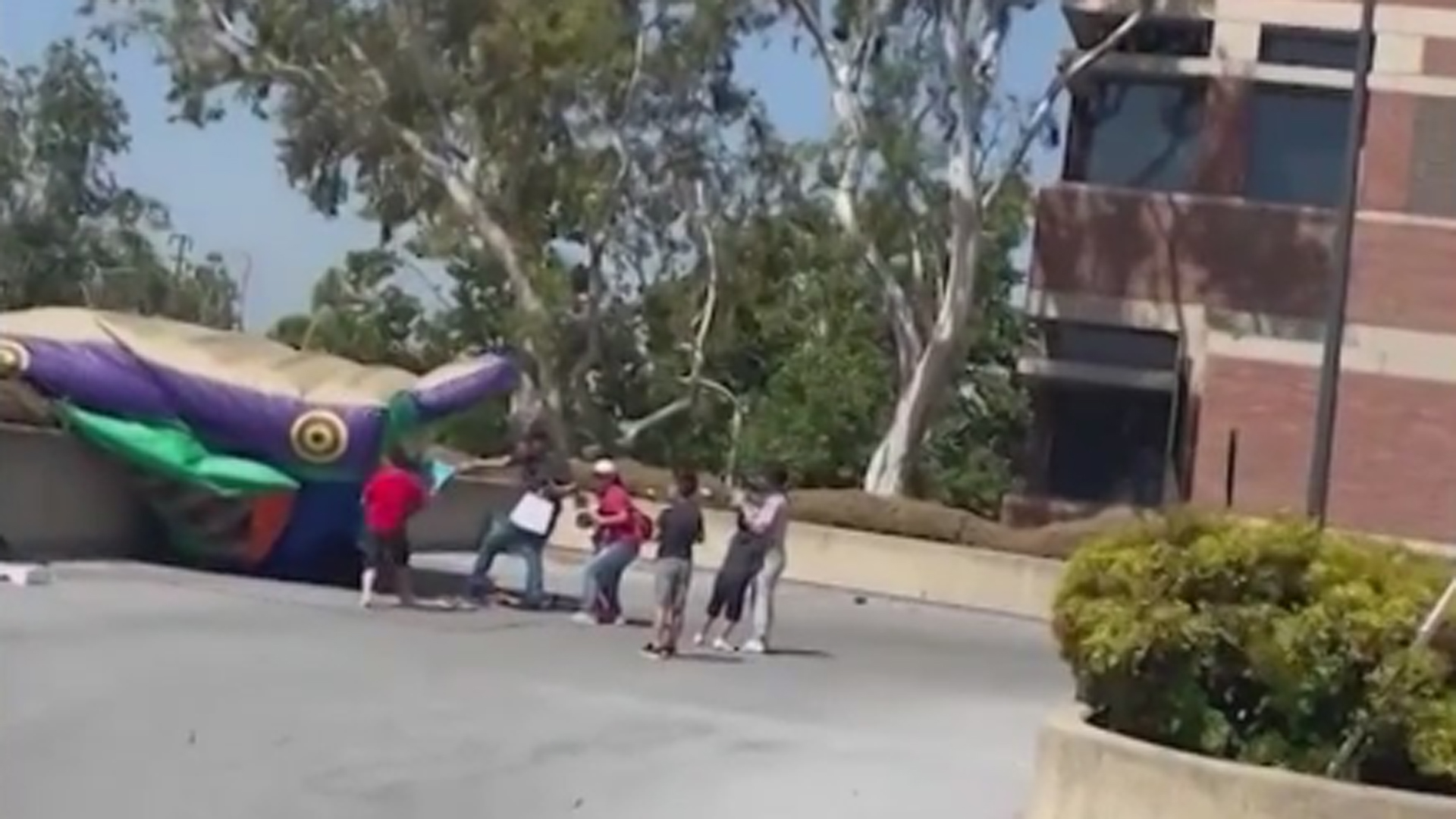 A bounce house was lifted by the downdraft of a helicopter during an event at the Rancho Cucamonga Police Department on April 30, 2022. (Courtesy of Mr. Yang)