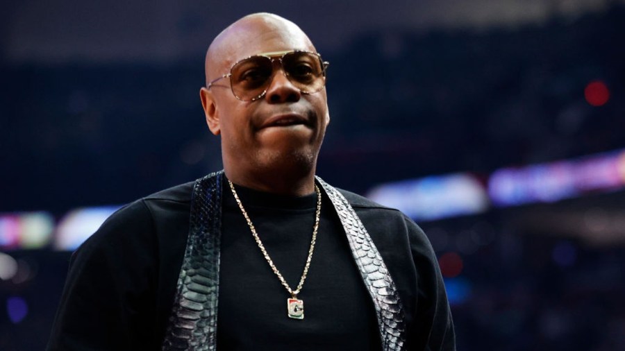 Dave Chappelle looks on during the 2022 NBA All-Star Game at Rocket Mortgage Fieldhouse on February 20, 2022 in Cleveland, Ohio. (Photo by Tim Nwachukwu/Getty Images)