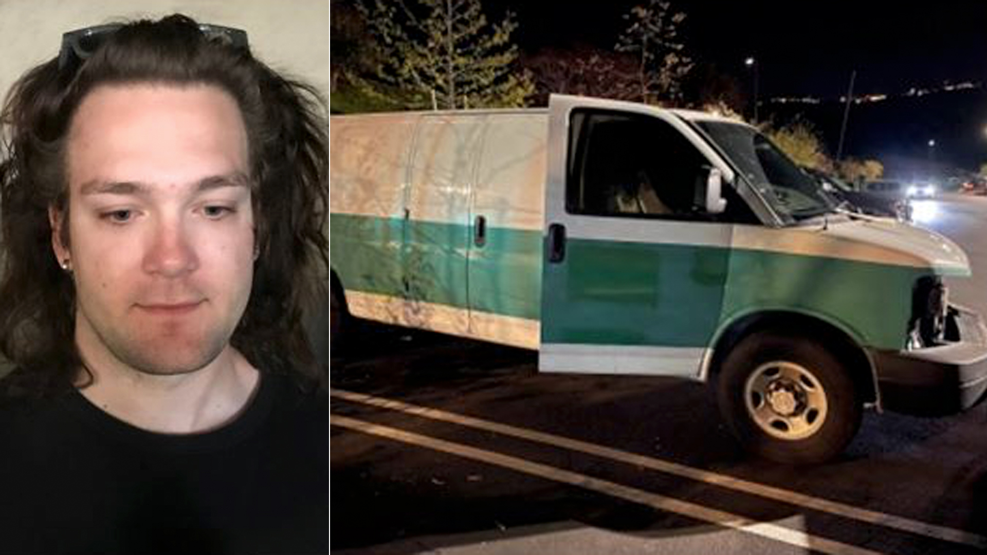 Johnny Deven Young and his van are shown in photos provided by the Costa Mesa Police Department on May 5, 2022.