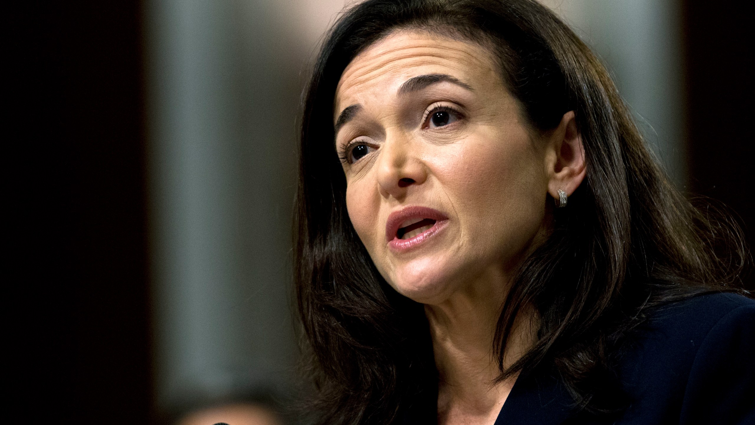 In this Sept. 5, 2018, file photo, Facebook COO Sheryl Sandberg testifies before the Senate Intelligence Committee hearing on Capitol Hill in Washington. (Jose Luis Magana/Associated Press)