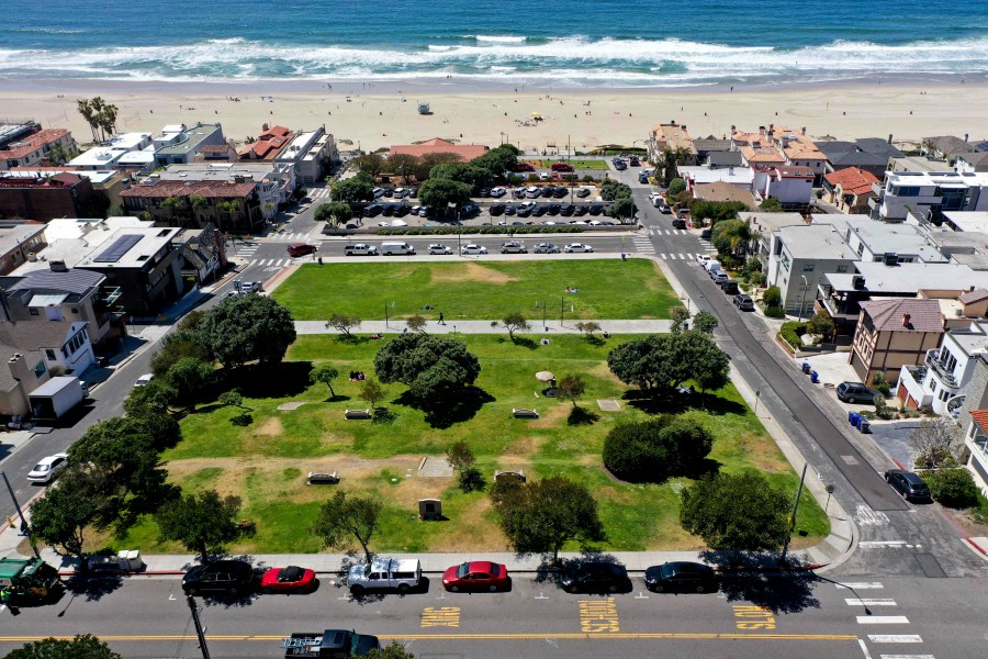 Bruce's Beach in Manhattan Beach is pictured on April 8, 2021. The Los Angeles County Board of Supervisors voted on June 28, 2022 to return ownership of the prime California beachfront property to descendants of a Black couple who built a resort for African Americans but were stripped of the land in the 1920s. (Dean Musgrove/The Orange County Register via AP, File)