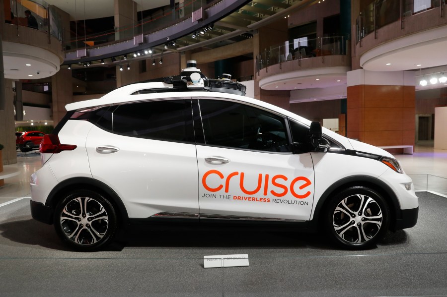 In this Jan. 16, 2019, file photo, Cruise AV, General Motor's autonomous electric Bolt EV is displayed in Detroit. California regulators on Thursday, June 2, 2022 gave a robotic taxi service the green light to begin charging passengers for driverless rides in San Francisco, a first in a state where dozens of companies have been trying to train vehicles to steer themselves on increasingly congested roads.(AP Photo/Paul Sancya, File)