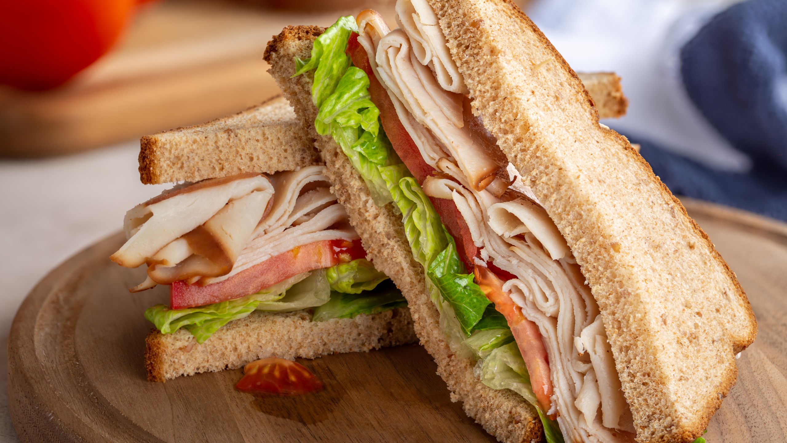 Turkey Sandwich With Tomato and Lettuce