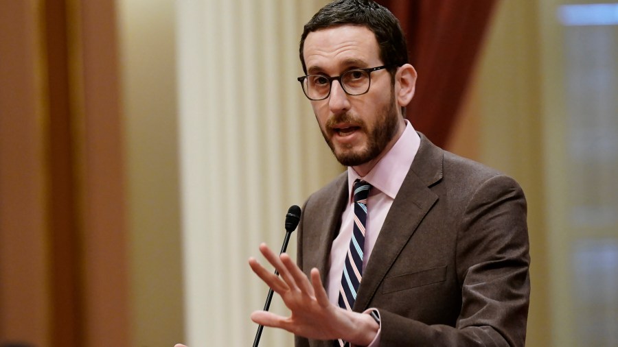 California state Sen. Scott Wiener, D-San Francisco, speaks on a measure at the Capitol in Sacramento on March 31, 2022. (Rich Pedroncelli/Associated Press)