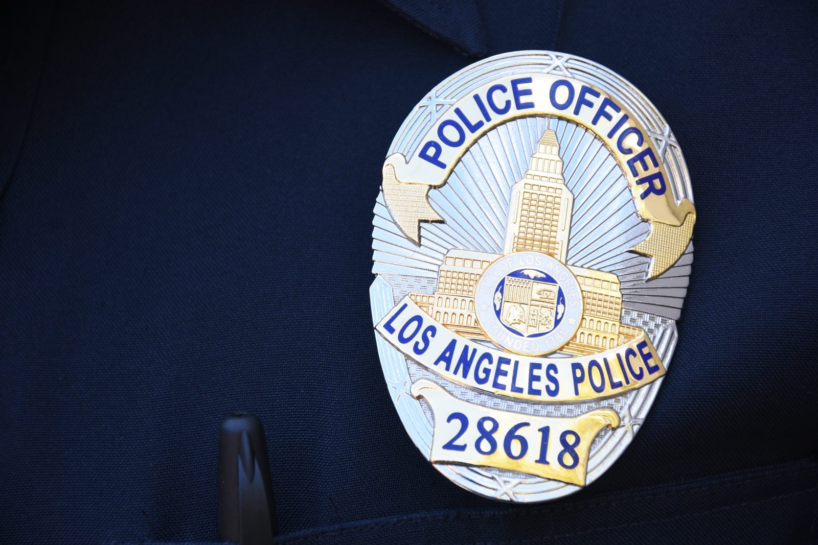 Close up of a Los Angeles Police Officer Badge