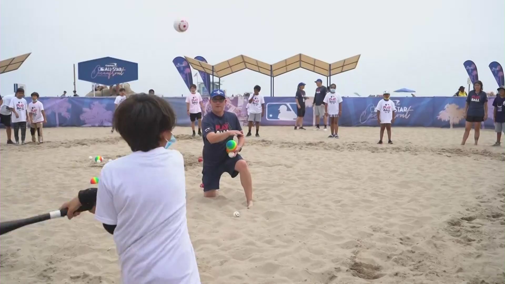 Baseball fans on July 15, 2022, enjoyed an All-Star experience in Santa Monica before the MLB's Midsummer Classic next week. (KTLA)