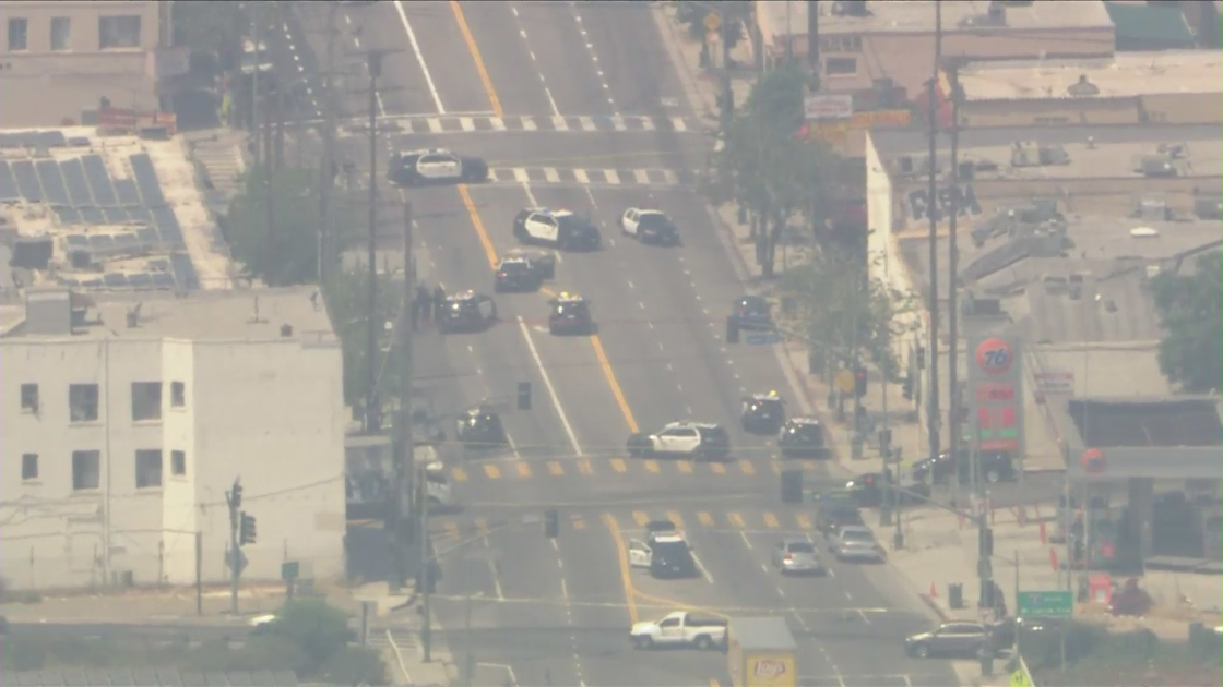 Police respond to a fatal officer-involved shooting in Lincoln Heights on July 27, 2022. (KTLA)