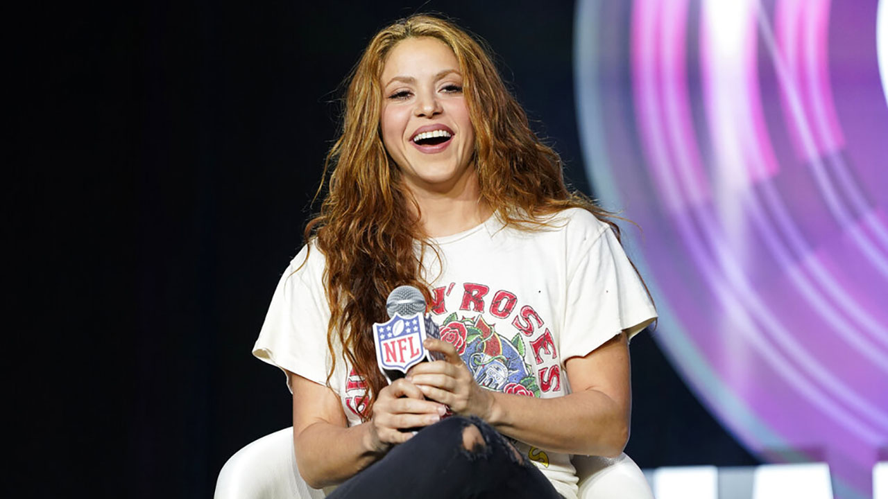 Shakira answers questions at a news conference on Jan. 30, 2020, in Miami. (David J. Phillip/Associated Press)