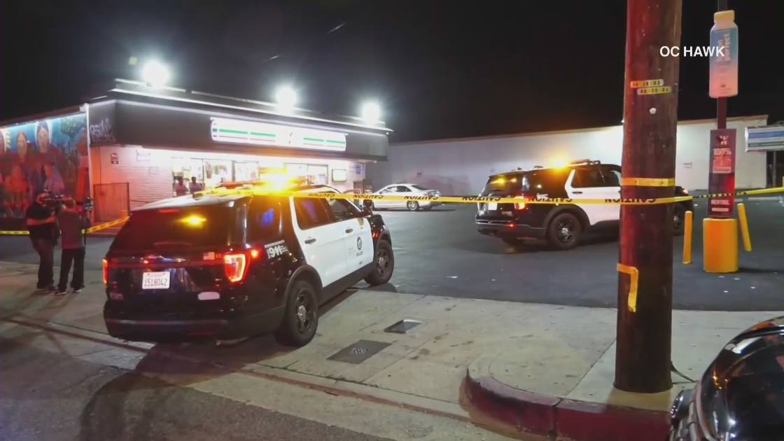 Police respond to the scene of a shooting in Sylmar on July 5, 2022 that is being investigated as a hate crime. (O.C. Hawk)