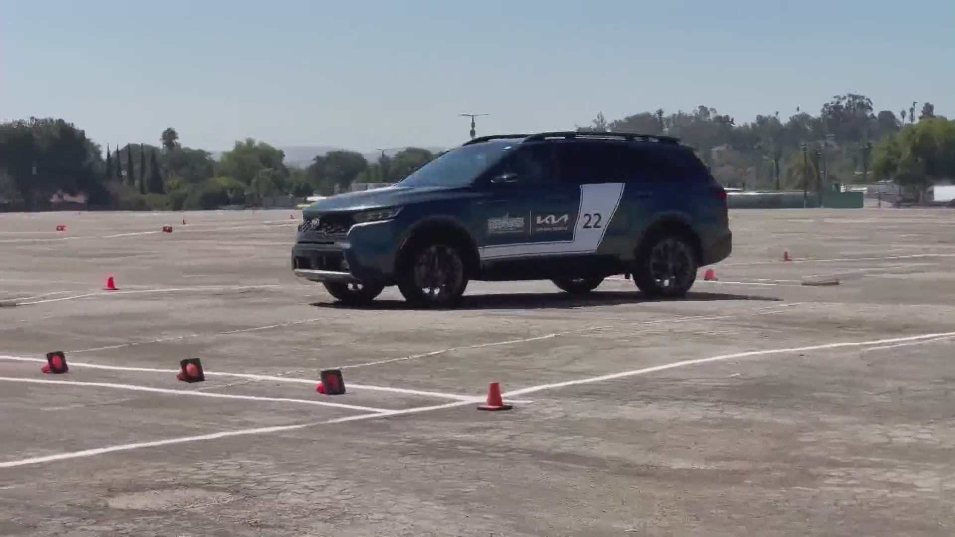 The BRAKES program teaches defensive driving to teens in Pomona on Aug. 13, 2022. (KTLA)