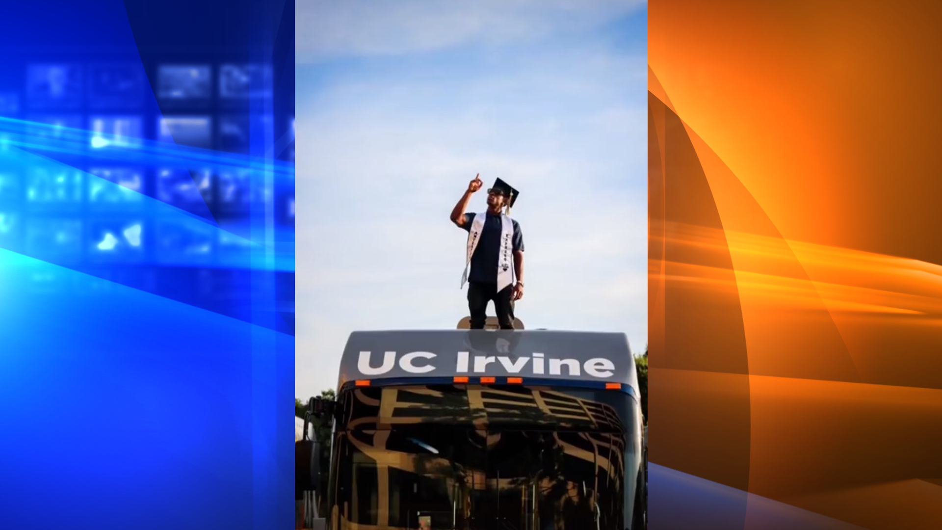 Jaylen Davis, shown in this Aug. 6, 2022, photo taken from his TikTok video, has gone viral by celebrating his graduation from UC Irvine and his job as a bus driver. (Lusterscurl on TikTok)