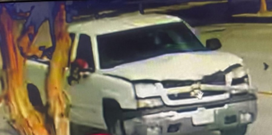 The La Habra Police Department provided this photo of a white pickup truck involved in a hit-and-run on Aug. 7, 2022.