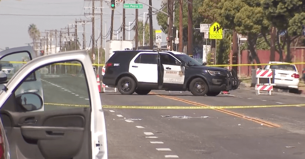 Authorities respond to the scene of a fatal shooting in the Willowbrook area on Aug. 15, 2022. (KTLA)