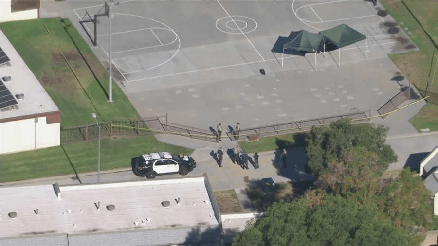 A male was found stabbed to death on a basketball court in East Los Angeles on Aug. 11, 2022. (KTLA)