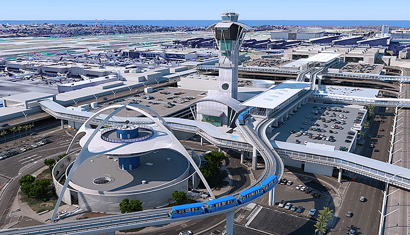 Delays are expected as work begins on a pedestrian bridge running over traffic lanes and connecting travelers to the Tom Bradley International Terminal. (Los Angeles World Airports)