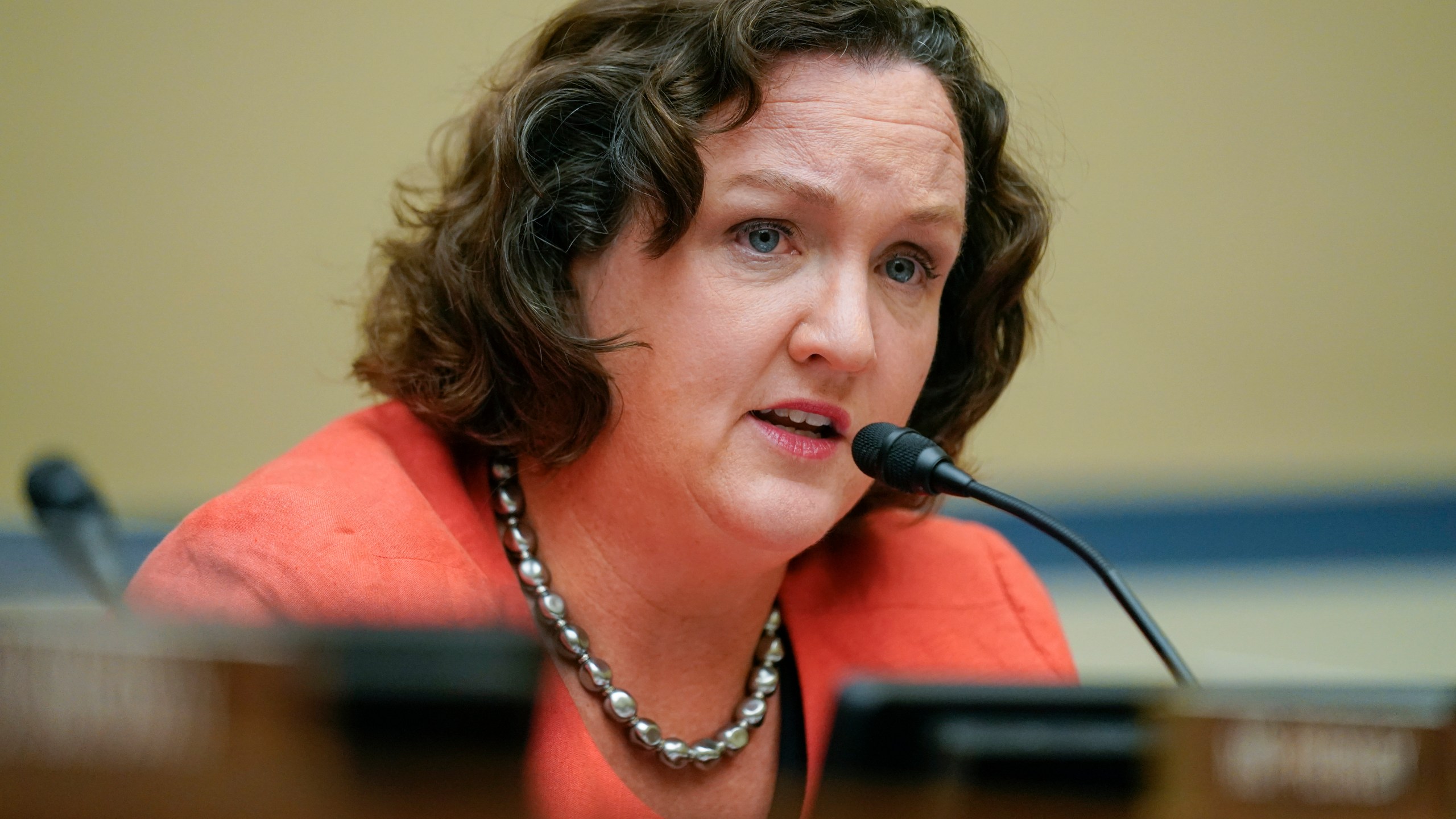 Rep. Katie Porter, D-Calif., speaks during a House Committee on Oversight and Reform hearing on gun violence on Capitol Hill in Washington, June 8, 2022. In Orange County, where the typical house sells for well over $1 million, Porter’s four-bedroom, three-bath residence in a subdivision on the University of California Irvine campus is a bargain. The progressive Democrat and law professor, who often laments the cost of housing in her district, purchased it in 2011 for $523,000, a below-market price secured through a program the university uses to lure academics who couldn’t otherwise afford to live in the affluent area. (AP Photo/Andrew Harnik, Pool, File)