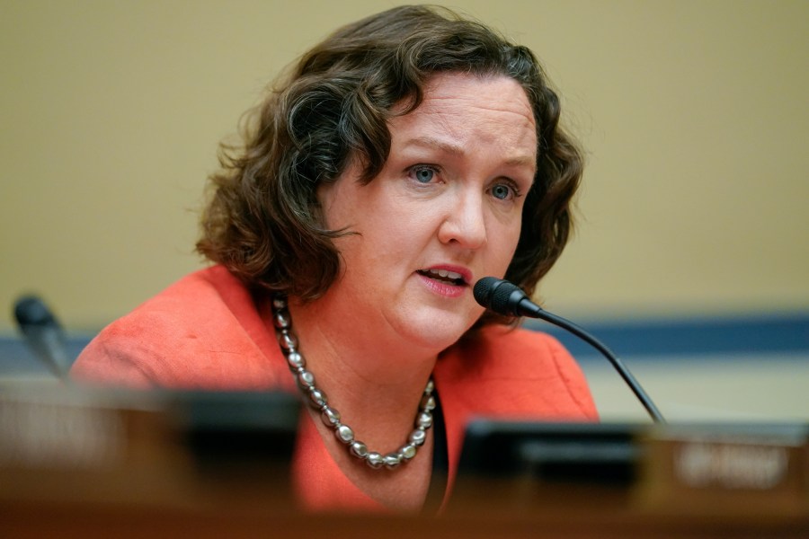 Rep. Katie Porter, D-Calif., speaks during a House Committee on Oversight and Reform hearing on gun violence on Capitol Hill in Washington, June 8, 2022. In Orange County, where the typical house sells for well over $1 million, Porter’s four-bedroom, three-bath residence in a subdivision on the University of California Irvine campus is a bargain. The progressive Democrat and law professor, who often laments the cost of housing in her district, purchased it in 2011 for $523,000, a below-market price secured through a program the university uses to lure academics who couldn’t otherwise afford to live in the affluent area. (AP Photo/Andrew Harnik, Pool, File)