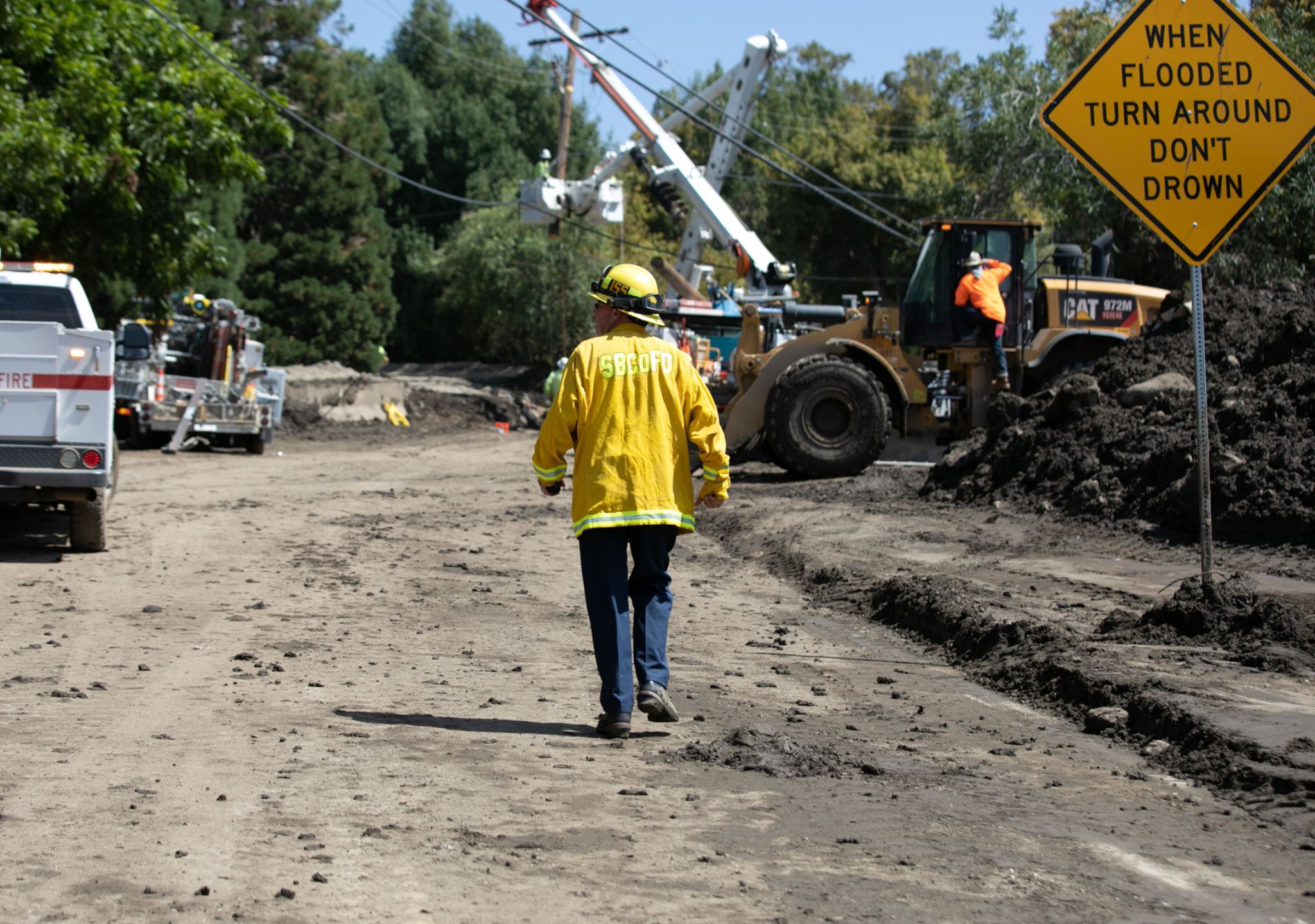 Nearly 40 structures were damaged or destroyed after flooding and mudslides in Forest Falls and Oak Glen, as shown on Sept. 15, 2022. (San Bernardino County Fire)