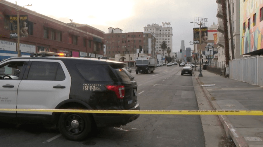 A man was shot and killed by Los Angeles police officers in Westlake Sunday morning, Sept. 11, 2022 (KTLA)