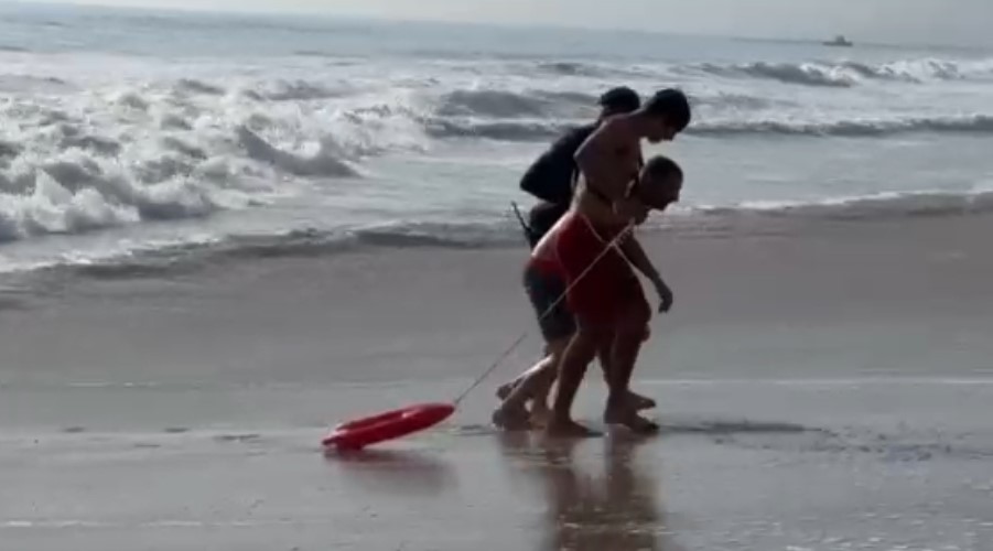 Lifeguards saved three men from a rip current off Venice Beach on Sept. 6, 2022. (Alex Mercer)